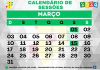 Calendário de Sessão - Março - 2024